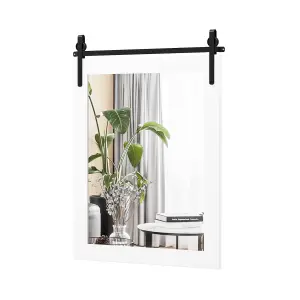 Costway Wall Mounted Mirror Vanity Make Up Farmhouse Wall Mirror Rectangle Decorative