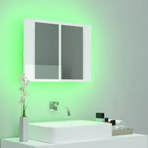 Berkfield LED Bathroom Mirror Cabinet High Gloss White 60x12x45 cm