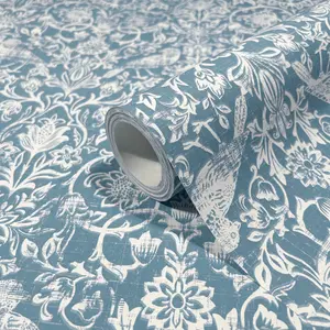 Galerie Heritage Blue Floral Damask Wallpaper Roll