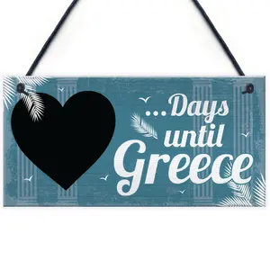 Red Ocean Chalkboard Holiday Countdown To GREECE Hanging Wall Door Sign Holiday Accessories Novelty Gift For Friend Family