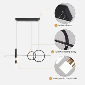 Garwarm Modern Black Dimmable LED Pendant Light with Remote