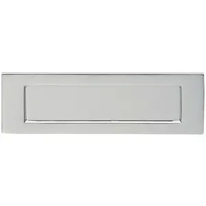 Inward Opening Letterbox Plate 325mm Fixing Centres 358 x 113mm Polished Chrome