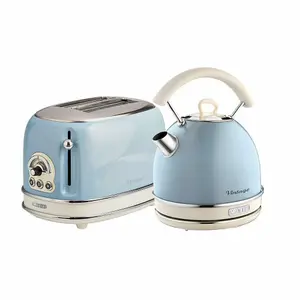 Ariete ARPK12 Vintage Retro Dome Kettle & Toaster Set, 1.7 Litre Kettle, 2 Slice Toaster, Blue