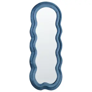 Beliani Retro Wall Mirror LACS Velvet Blue