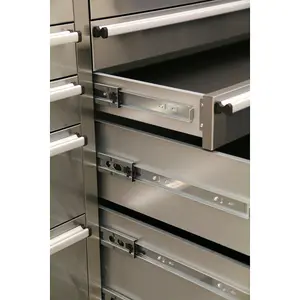 Mobile Stainless Steel Tool Cabinet with 10 Drawers and 2 Cupboards - 1475 x 505 x 1860mm