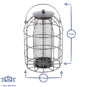 Redwood - Squirrel-Proof Metal Nut Bird Feeder - Grey