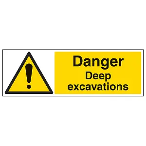 Danger Deep Excavations Building Sign - Adhesive Vinyl 600x200mm (x3)