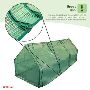 Oypla Large Steeple Growhouse Garden Plant Greenhouse with Plastic Mesh Cover - 270x90x90cm