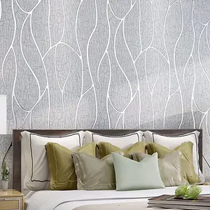 Grey 3D Striped Patterned Wallpaper No Woven Wall Paper Roll 5m²