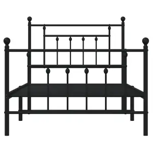 Berkfield Metal Bed Frame with Headboard and Footboard Black 100x190 cm