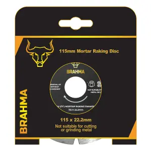 Brahma 115mm Mortar Raking Diamond Disc - 115 x 22.2mm Mortar Disc