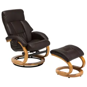 Massage Chair with Footstool FORCE Faux Leather Dark Brown