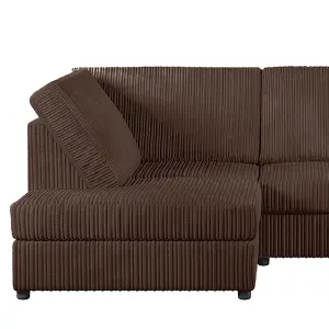 Luxor Chocolate Jumbo Cord 4 Seater Corner sofa Left Hand Facing - Full Back