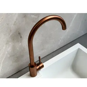 Reginox Taravo CP Single Lever Swan Neck Copper Kitchen Mixer Tap