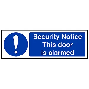 Security Notice Door Is Alarmed Sign - Rigid Plastic - 300x100mm (x3)