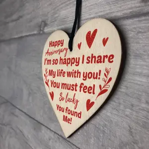 Anniversary Gift For Him Her Wood Heart Funny Joke Husband Wife Boyfriend Gift