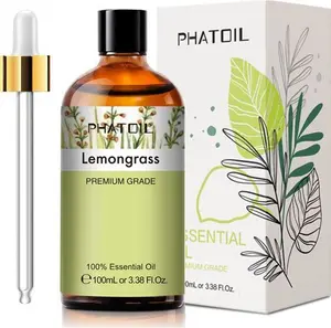 PHATOIL Lemongrass Essential Oil 100ML, Pure Premium Grade Lemongrass Essential Oils For Diffuser, Humidifier, Aromatherapy, Candle Making