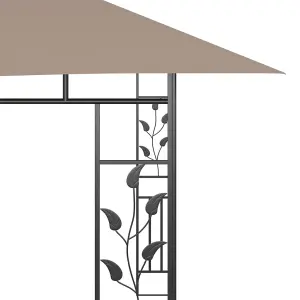 Berkfield Gazebo with Mosquito Net&LED String Lights 4x3x2.73 m Taupe