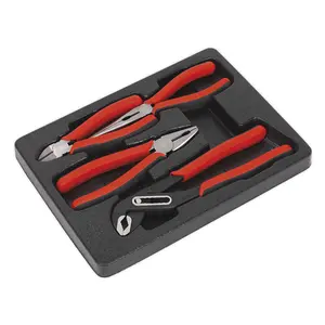 Sealey Pliers Set In Storage Tray 4pc Drop-forged Chrome Vanadium Steel AK8579