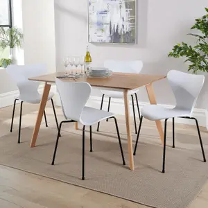 Home Source Rayna Table and 4 White Penny Chairs