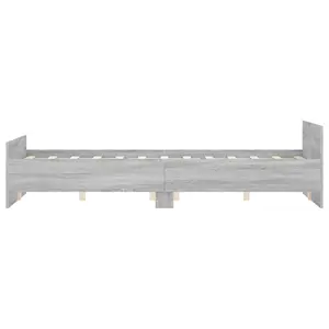 Berkfield Bed Frame with Headboard and Footboard Grey Sonoma 135x190 cm