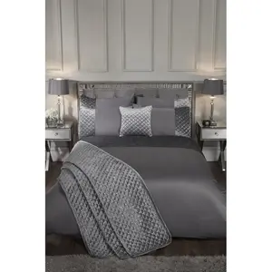 Glamour Microfiber Solid Colour Duvet Cover Set with Pillow Shams Silver / Super King Duvet Cover + 2 Standard Pillowcases