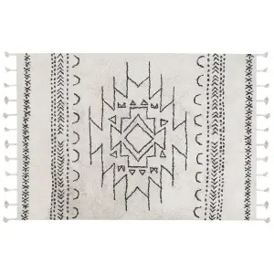 Cotton Area Rug 140 x 200 cm Black and White KHOURIBGA