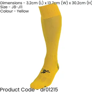 JUNIOR SIZE 8-11 Pro Football Socks - PLAIN YELLOW - Ventilated Toe Protection