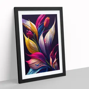 Vibrant Flowers No.6 - Single Picture Frame Print Black Framed / 34cm H x 25cm W x 2cm D