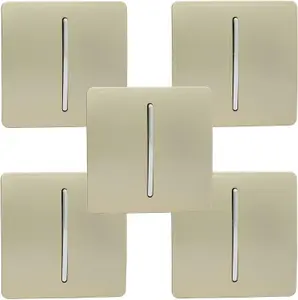 Trendi Modern 1 Gang 1 or 2 way Screwless Rocker Light Switch in Champagne Gold (Pack of 5)