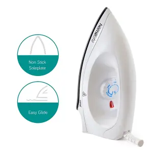 HomeLife "Coral" 1200w Dry Iron - Non-Stick Soleplate - White