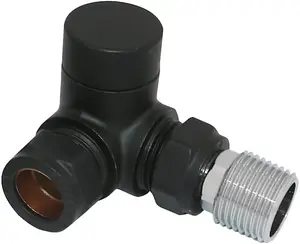 Rinse Bathrooms Black Corner Towel Radiator Valves 15mm Twin Pack