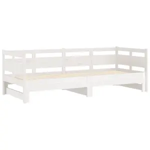 Berkfield Pull-out Day Bed White Solid Wood Pine 2x(80x200) cm