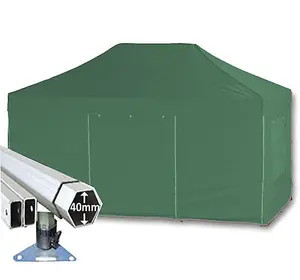 3m x 4.5m Extreme 40 Instant Shelter Pop Up Gazebos Frame, Canopy & Sides - Green