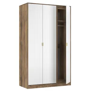 Nashville Ready assembled Contemporary White & oak Tall Triple Wardrobe (H)1960mm (W)1108mm (D)530mm