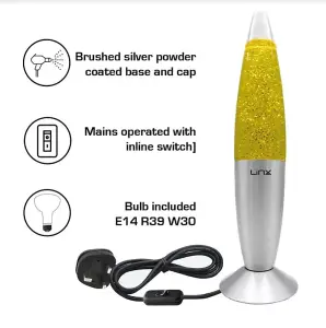 16inch Aluminium Wax Melting Mood Light Lava Lamp - Glitter Gold