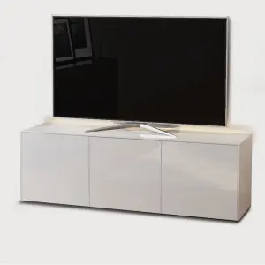 White high gloss SMART large TV cabinet with wireless phone charging and Alexa or app operated LED mood lighting