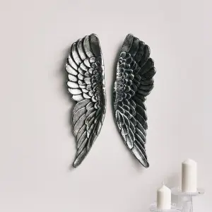 Melody Maison Large Silver Wall Mounted Angel Wings