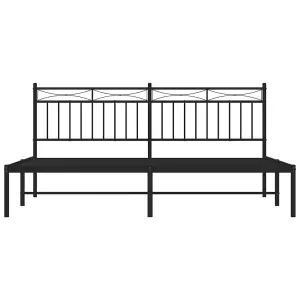 Berkfield Metal Bed Frame with Headboard Black 183x213 cm