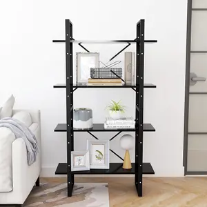 Berkfield 4-Tier Book Cabinet Black 80x30x140 cm Engineered Wood