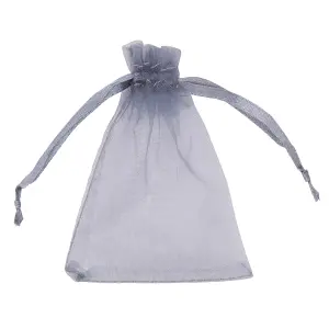 Neel Blue Pack of 100 Organza Bags, 7cm x 9cm Gift Bags Sheer Drawstring Pouches, Grey