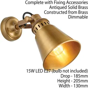 2 PACK Industrial Adjustable Wall Light Antique Solid Brass Shade Vintage Lamp