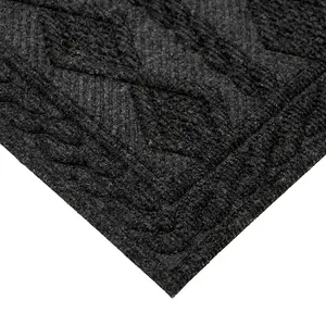 JVL Knit Rubber Backed Indoor Doormat, 45x75cm, Charcoal