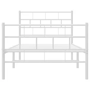 Berkfield Metal Bed Frame with Headboard and Footboard White 100x190 cm