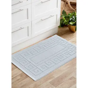 Millfield Greek Key Door Mat Silver / 80cm W x 150cm L