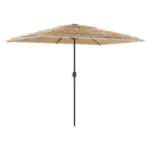 Berkfield Garden Parasol with LEDs and Steel Pole Brown 300x200x250 cm