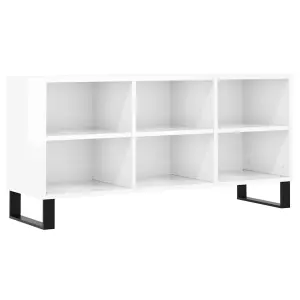 Berkfield TV Cabinet High Gloss White 103.5x30x50 cm Engineered Wood