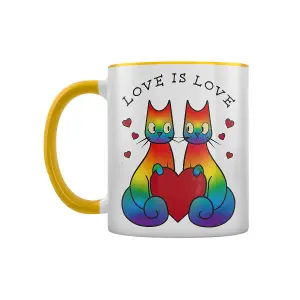 Spooky Cat Love Is Love Inner Two Tone Mug White/Yellow (One Size)