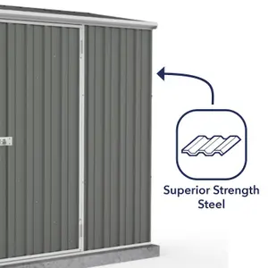 Absco Space Saver Pent Woodland Grey Metal Garden Storage Shed 2.26m x 0.78m (7.5ft x 3ft)