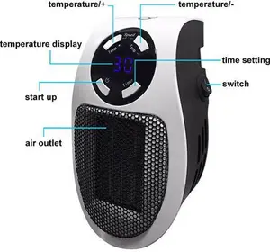 500W Mini Plug-In Wall Heater With Digital Timer